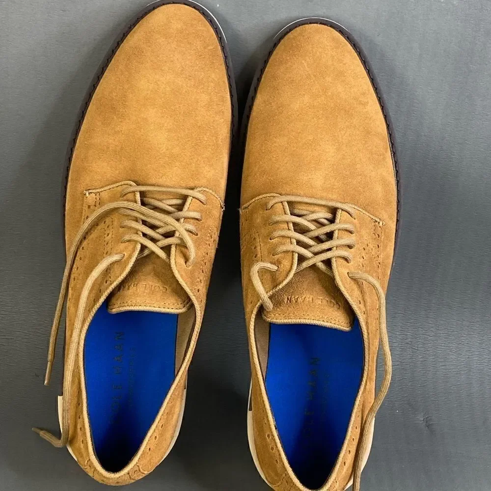 Cole Haan The Go-to Plain Toe brown suede comfort Oxford shoes mens size 11.5